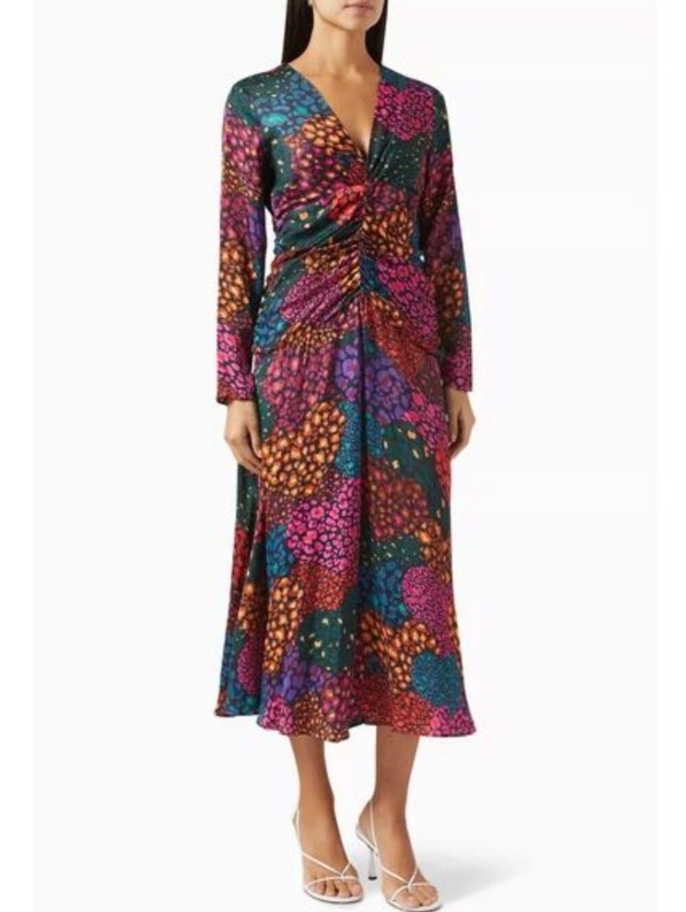 FARM Rio Dress Women's XS Rainbow Hearts Midi NWT
